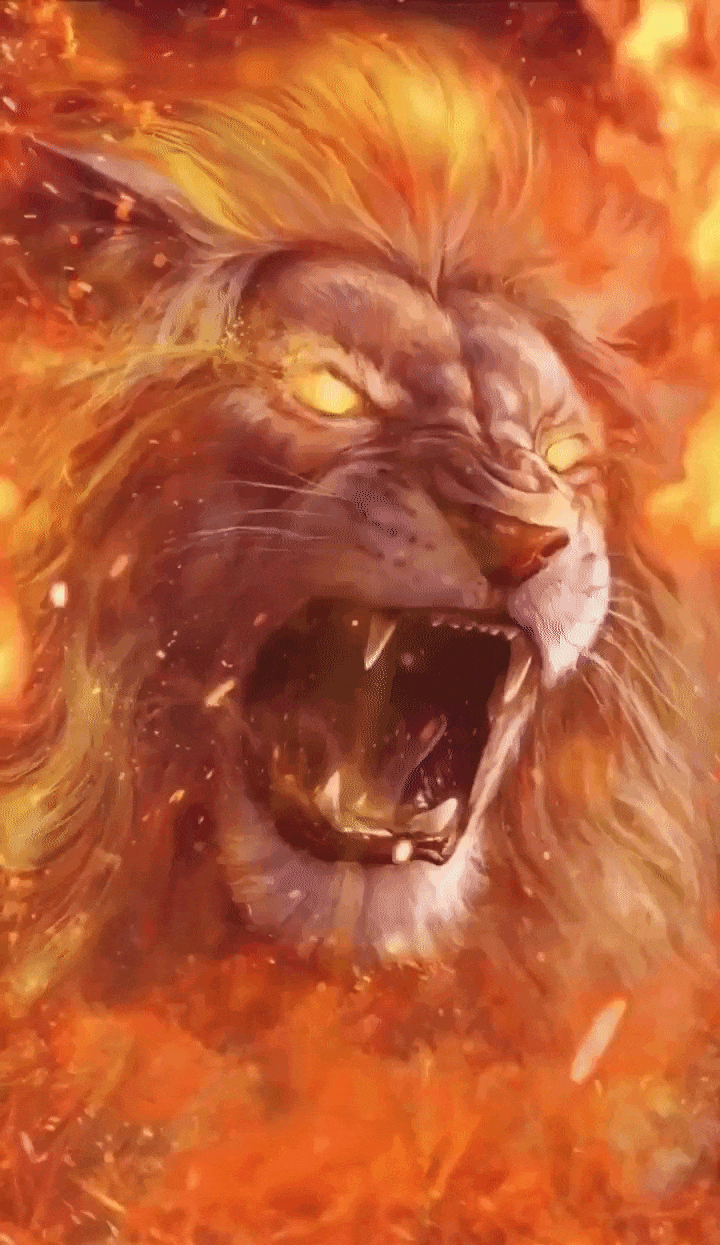 1. Крутая анимация с огненным львом