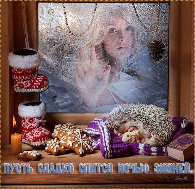 10. Гиф картинка пусть сладко спится ночью зимней…