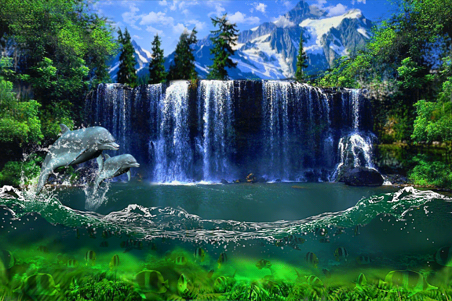 Картинки гифки. Живая природа водопады. Живые водопады. Движущиеся водопады. Анимационные пейзажи.