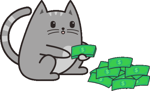 8. Донат анимация котик с деньгами на прозрачном фоне