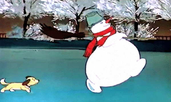 18. Анимация, зима, дети, Новый год, хоровод, снеговик, Дед Мороз, снег, снежки… Снеговик-почтовик мультфильм 1955
