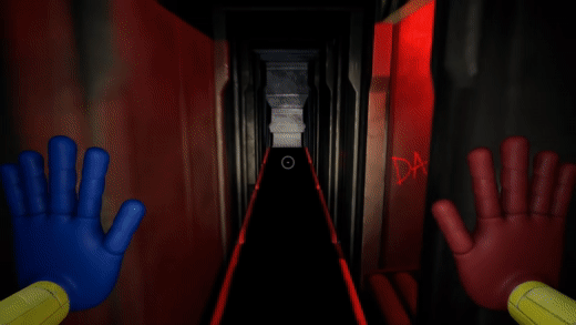9. Игрок идёт по узкому тоннелю, но внезапно впереди появляется голодный Хагги Вагги и начинает преследовать игрока