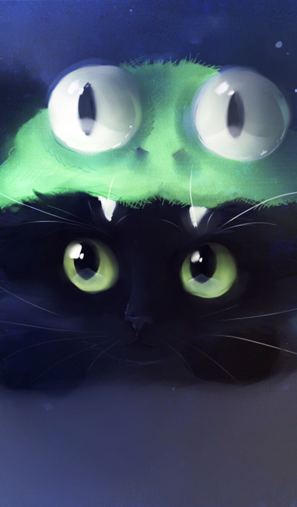 95. Котик с зелеными глазами арт, Чёрный котик с зелёными глазами мультяшный
