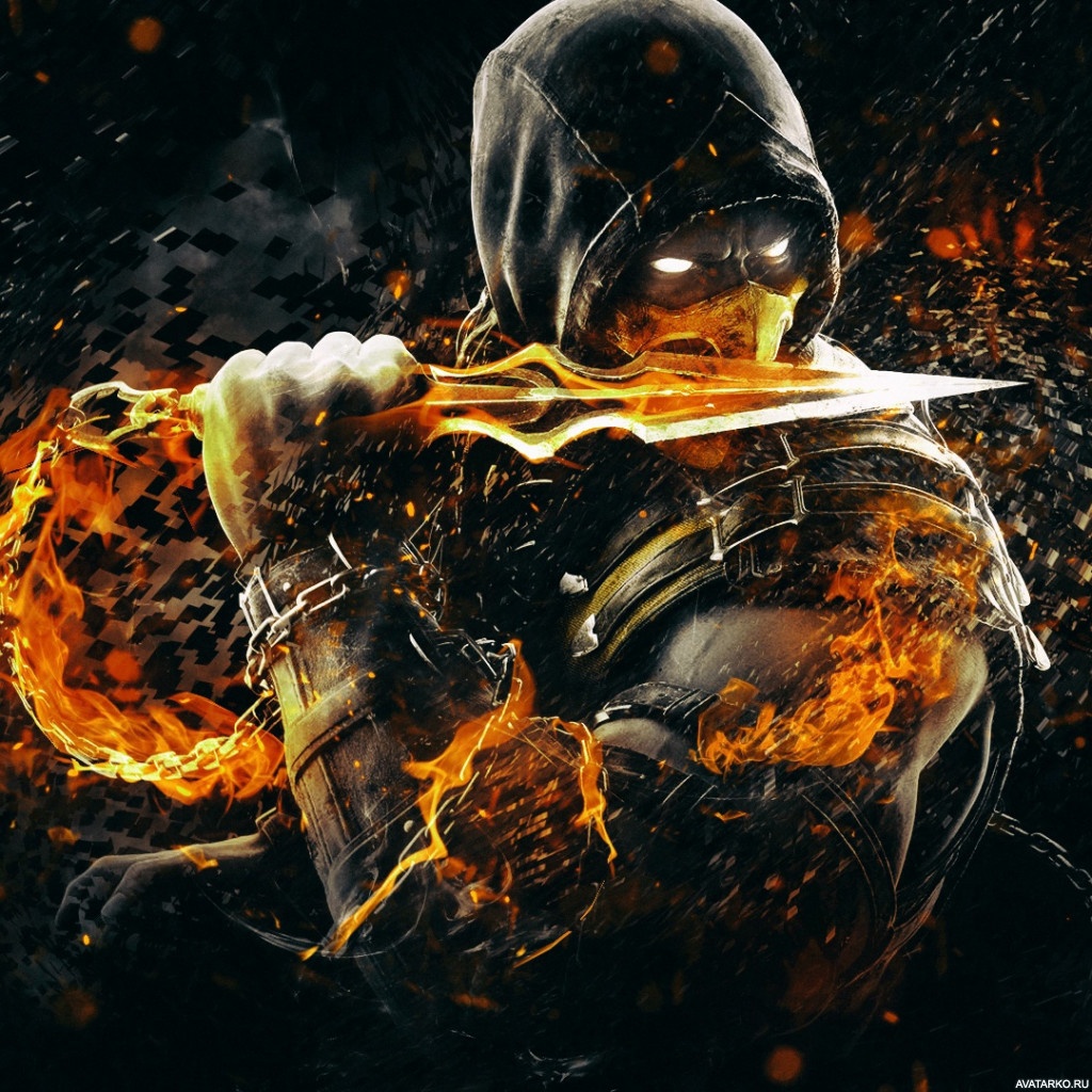 104. Скачать картинки Скорпион из Mortal Kombat нюхает свой кунай