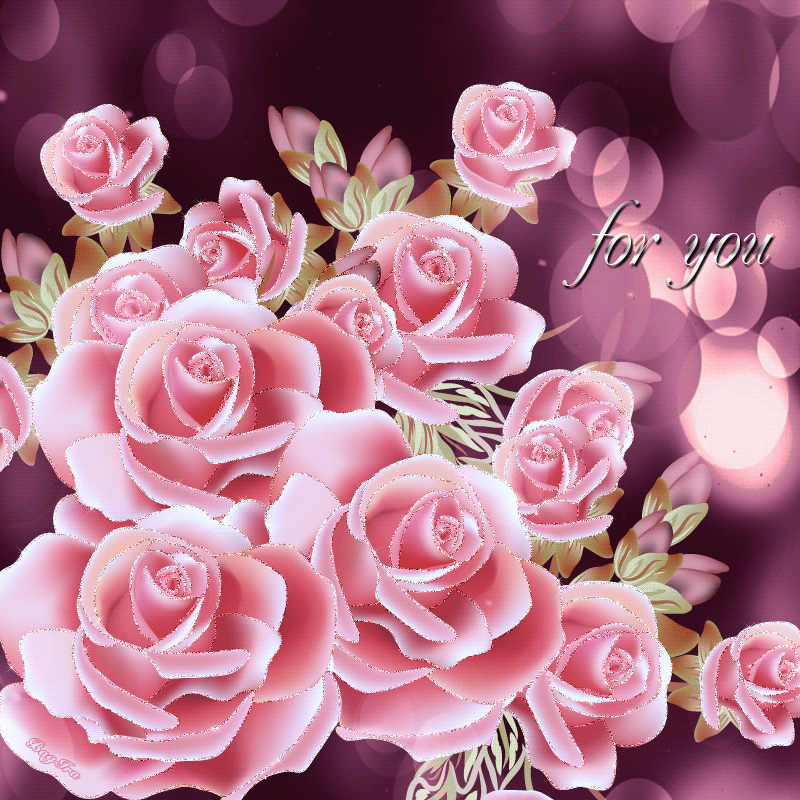 4. Мерцающая картинка с розовыми розами для тебя!