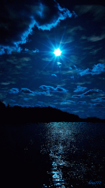 1. Гифка красивая ночная природа с луной