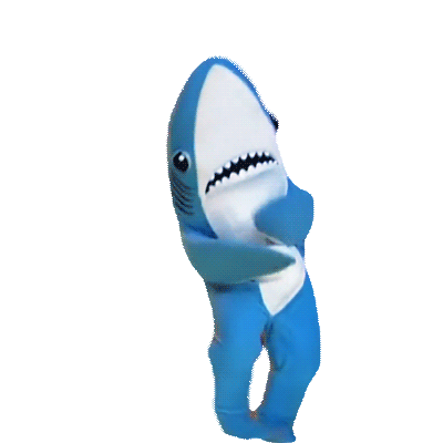 1. Смешная гифка акула танцует на прозрачном фоне