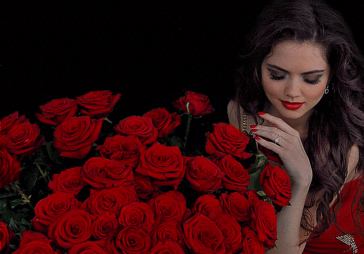 1. Гифка девушка с розами