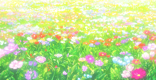 8. Картинка Цветочная поляна. У нас уже попадалась цветочная поляна, но их много не бывает. Другие цветы, другие краски, другой антураж.