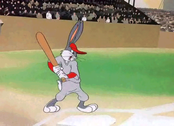 9.  Гифка Бейсбол. Кролик играет в бейсбол. Правил бейсбола не знаю, поэтому сухо констатирую факт.