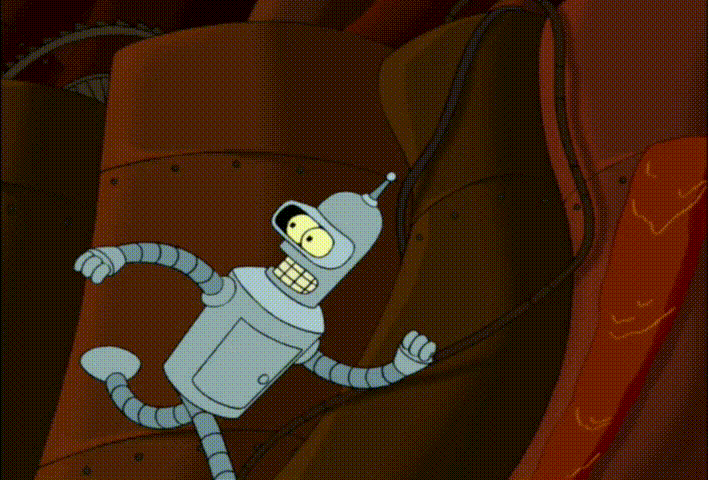 8. Гифка Стрекоза. Робот отрывает крылья металлической стрекозе. Бендер — главный источник юмора в «Футураме». «Симпсоны» — это Гомер, «Гриффины» — это Питер, а «Футурама» — Бендер.