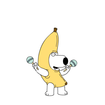 8. Гифка Банан. Брайан танцует в костюме банана.