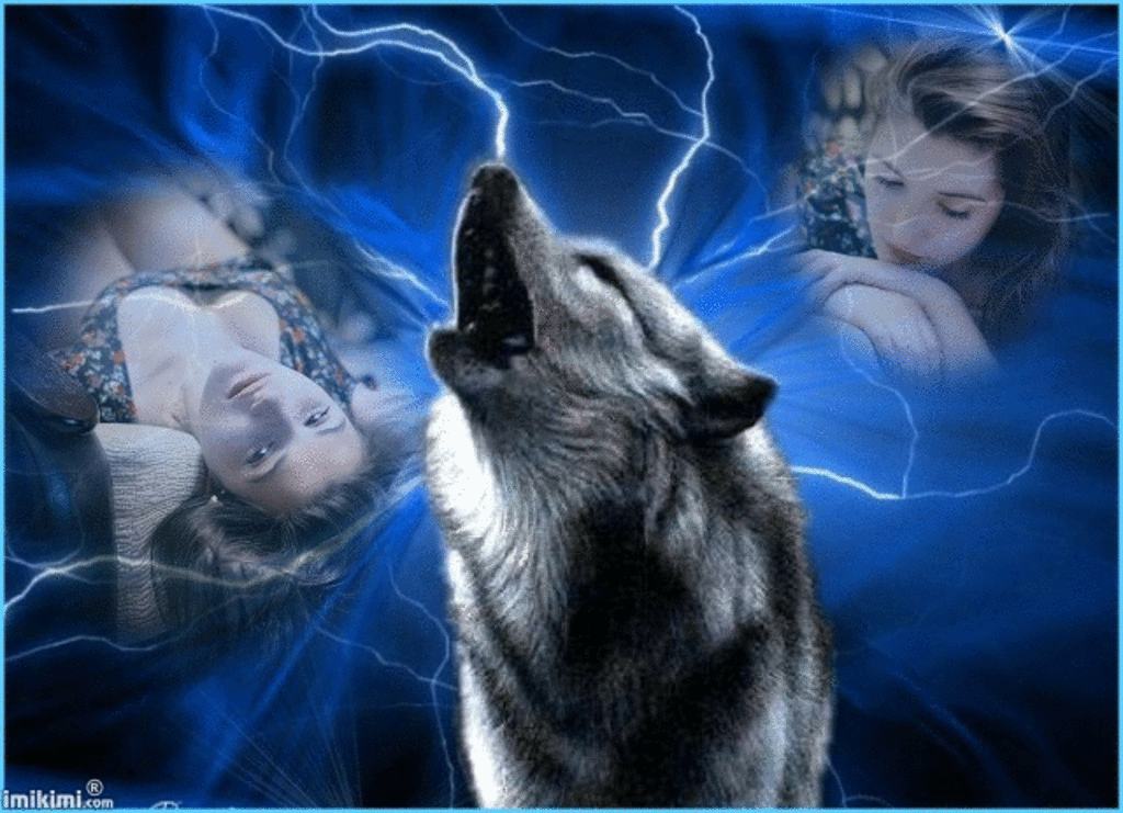 4. Красивая гифка волк и молния