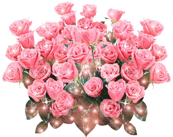 4. Гиф букет розовых роз на день рождения