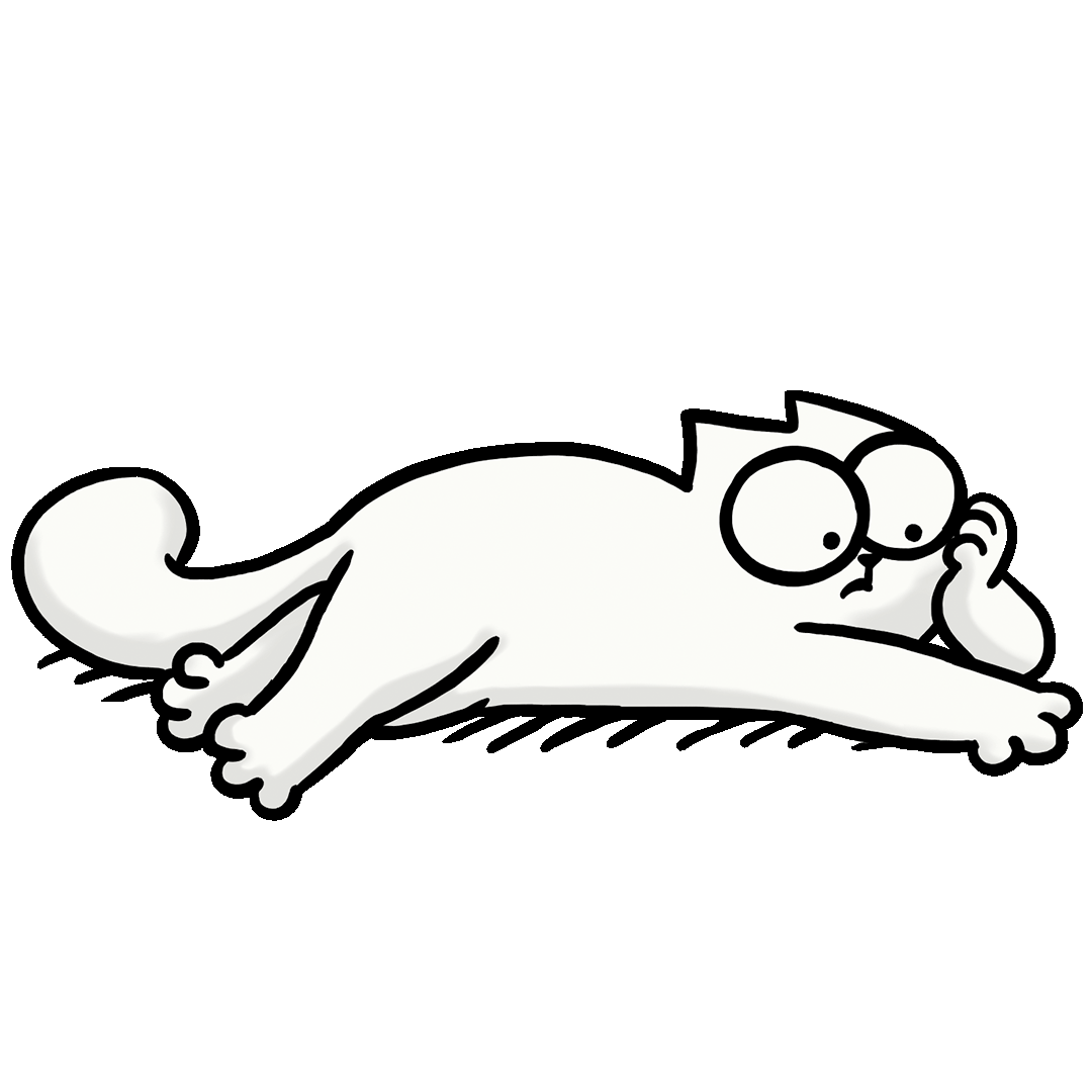 6. Гифка кот саймон лежит на полу на прозрачном фоне