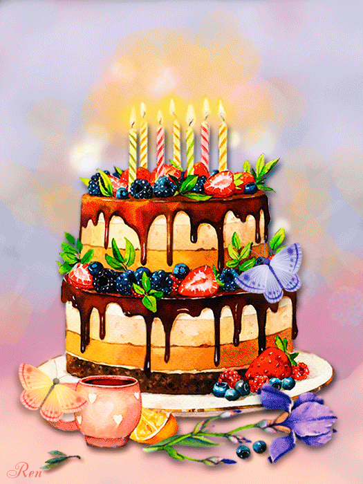 10. Gif картинка красивый торт в день рождения!