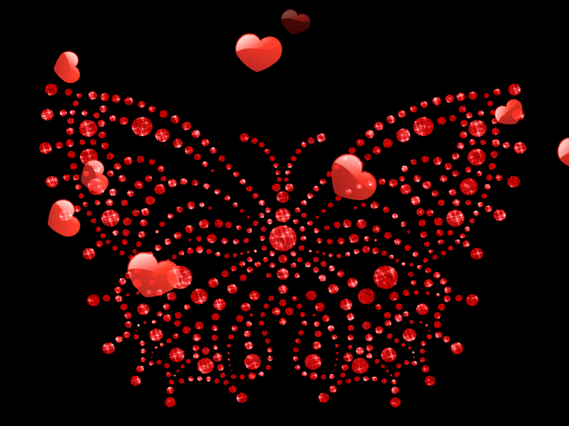 8. Красивая гифка бабочка и сердечки