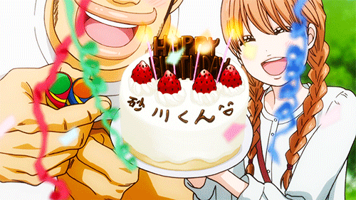 4. Прикольная gif аниме картинка на день рождения