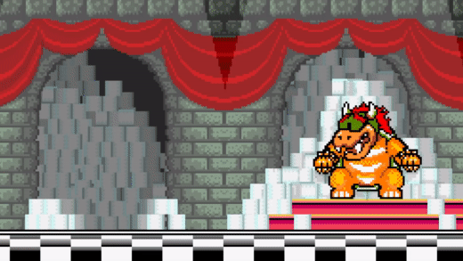 6. Гиф картинка дракон из игры Марио оберегает туалетную бумагу на самоизоляции