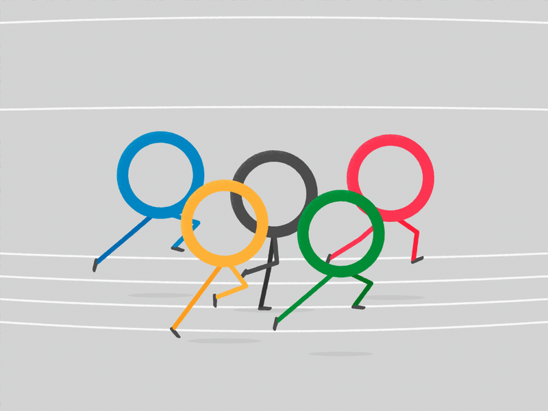 7. Гифка бегущие олимпийские кольца