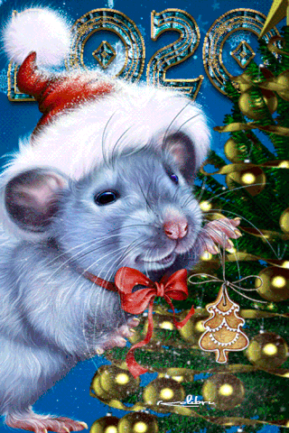 9. Гифка картинка белая крыса — символ нового года тебе на счастье!