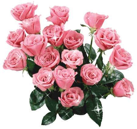 2. Мерцающая открытка с розовыми розами на прозрачном фоне