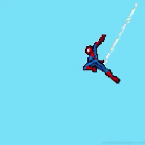 15. Пиксельная анимация человека паука на синем фоне