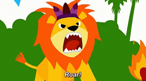5. Анимация Рычащий лев из мультфильма под названием Pinkfong