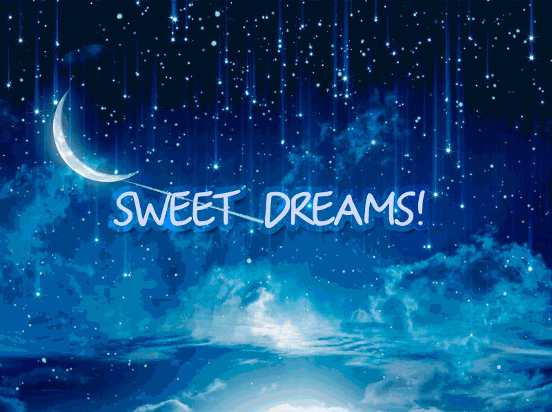 20. Красивая анимационная открытка Sweet dreams (сладких снов) со звездопадом!