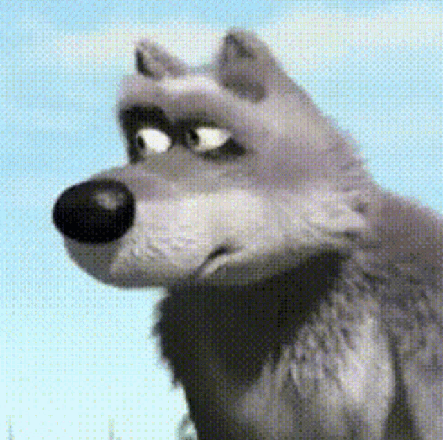 7. Волк крутит пальцем у Виска мультяшная анимация